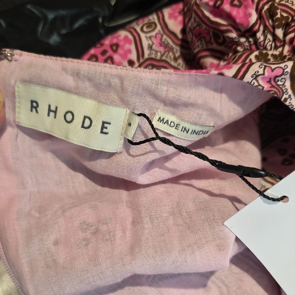 NWT RHODE RARE FELIX POPLIN MINI DRESS IN PINK FLORAL CHAIN PRINT SIZE S - Picture 5 of 7